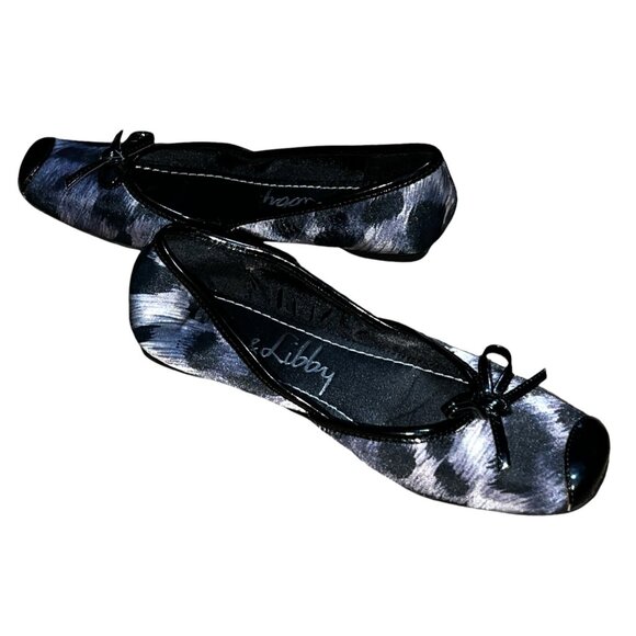 Sam & Libby Zees Shiny Canvas Abstract Bow Front Flat Shoes Sz 5.5 M Womens Blac - Picture 11 of 13